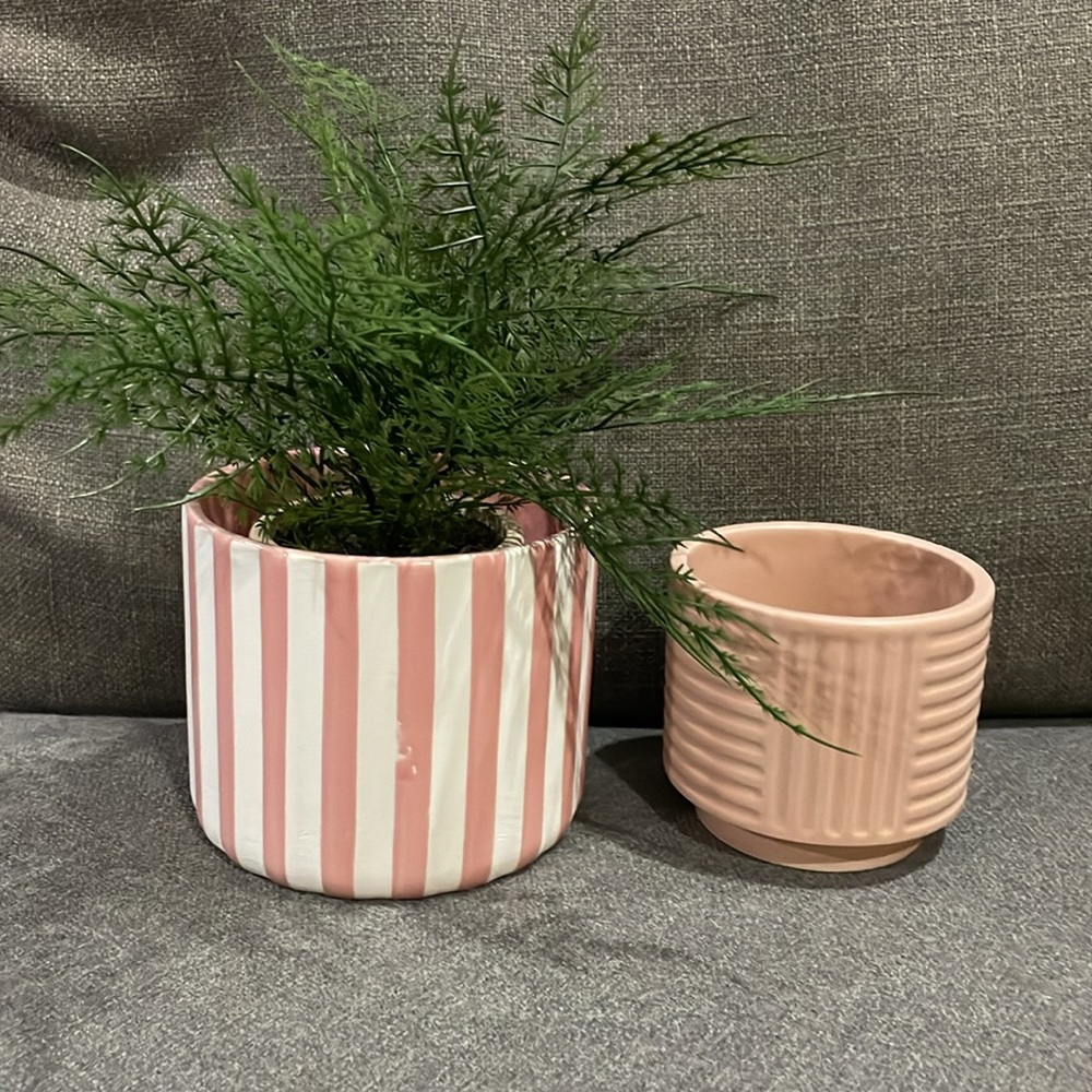 Pink and White Striped Ceramic Stiped Planter Set Target Playground Bullseye
